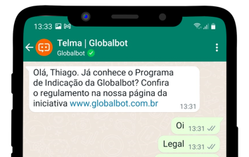 conversa no whatsapp mostrando uma mensagem hsm ativa